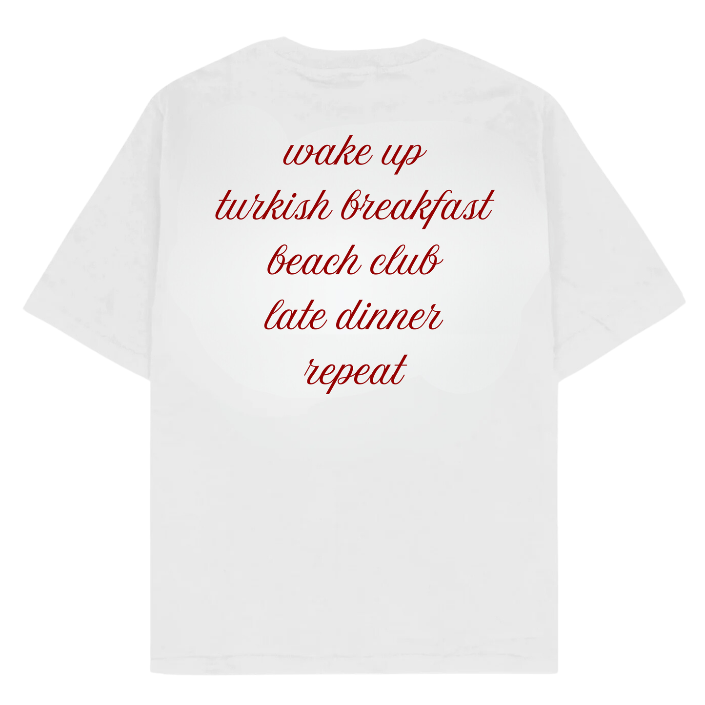 wake up, turkish breakfast, beach club, late dinner, repeat